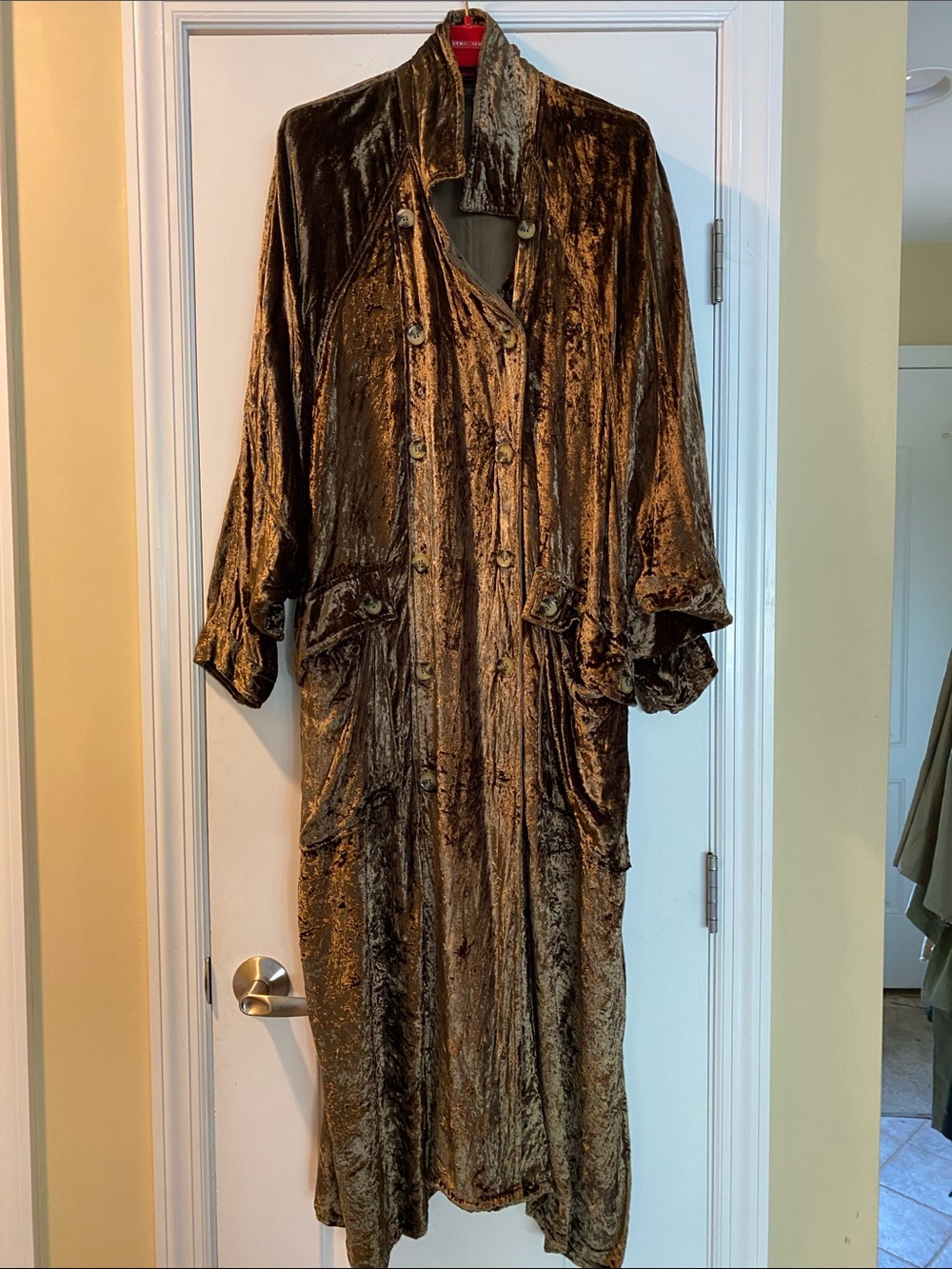 Nicholas K Stunning Double Breasted Crushed Shimmery Velvet Long Coat NWOT
